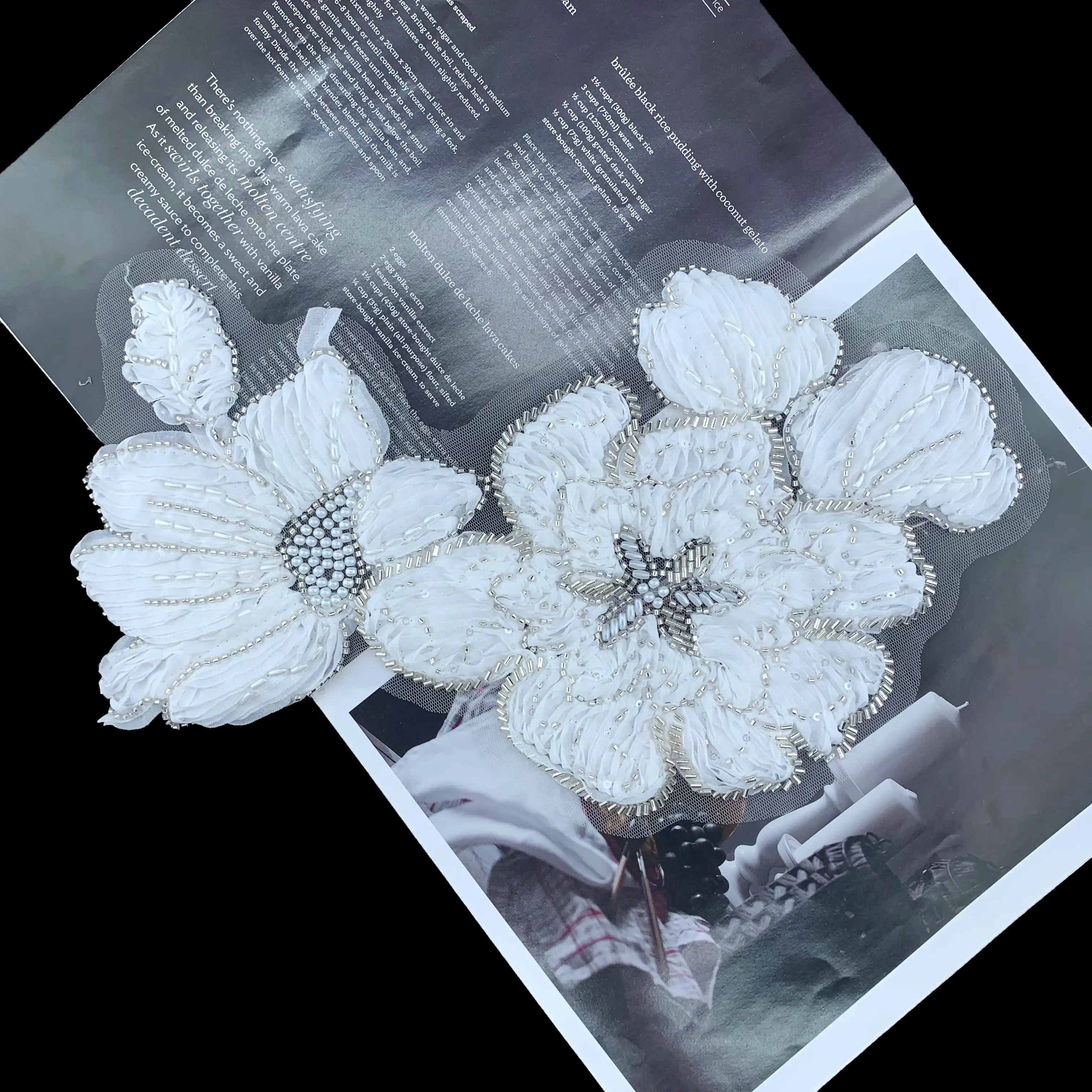 3D Bead Flower Pair Detail