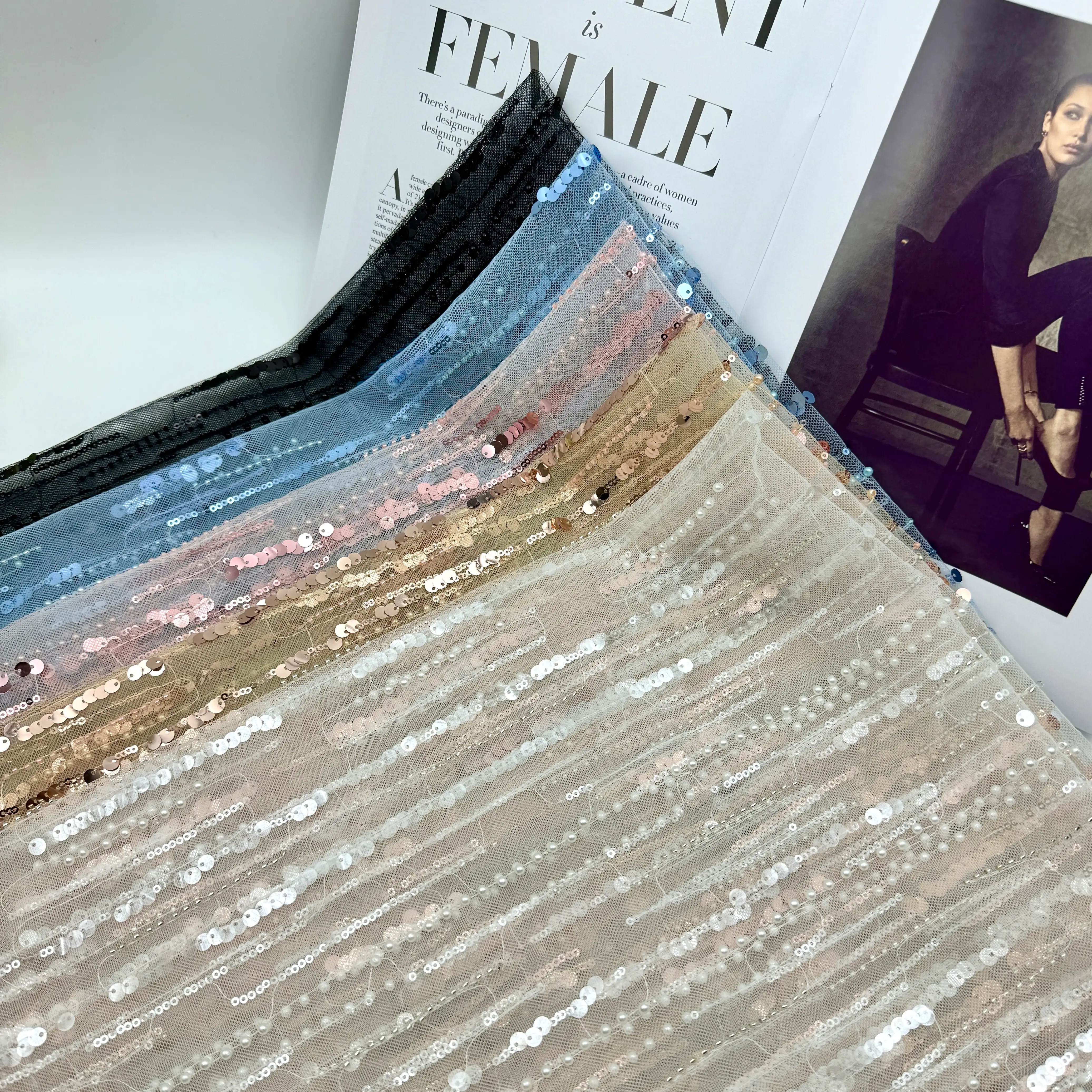 Bead Sequin Floral Embroidery A21