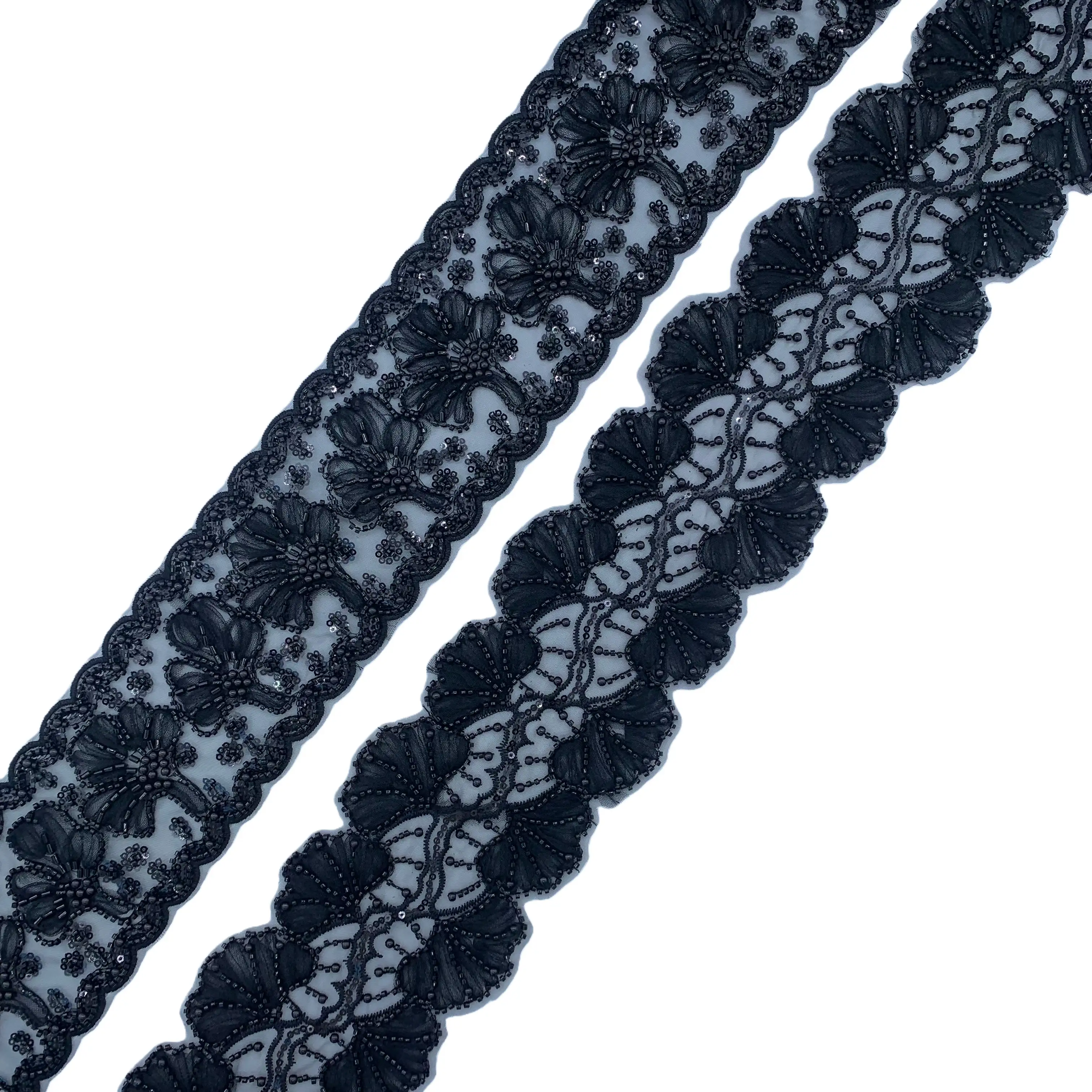 Black Scallop Embroidery Trim