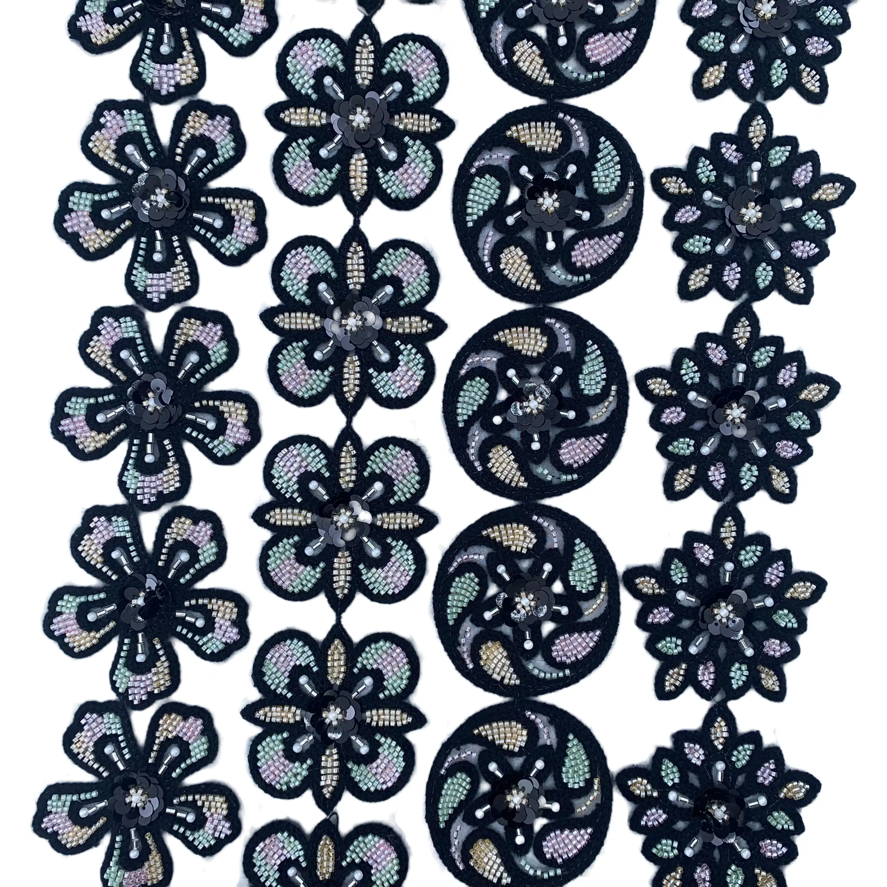 Mixed Towel Sequin Clover Swirl Star Trim Dark