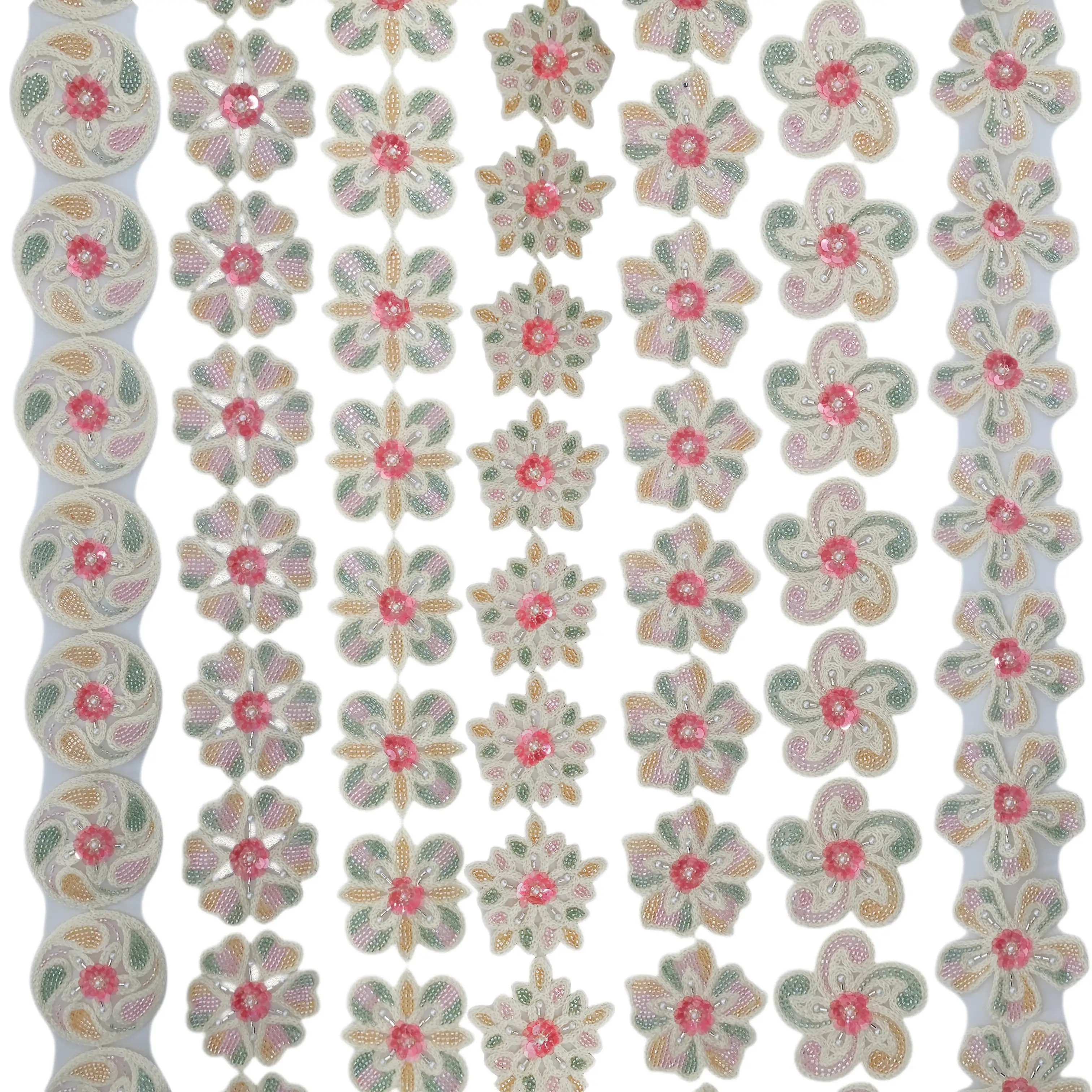 Mixed Towel Sequin Floral Trim Multi-Style