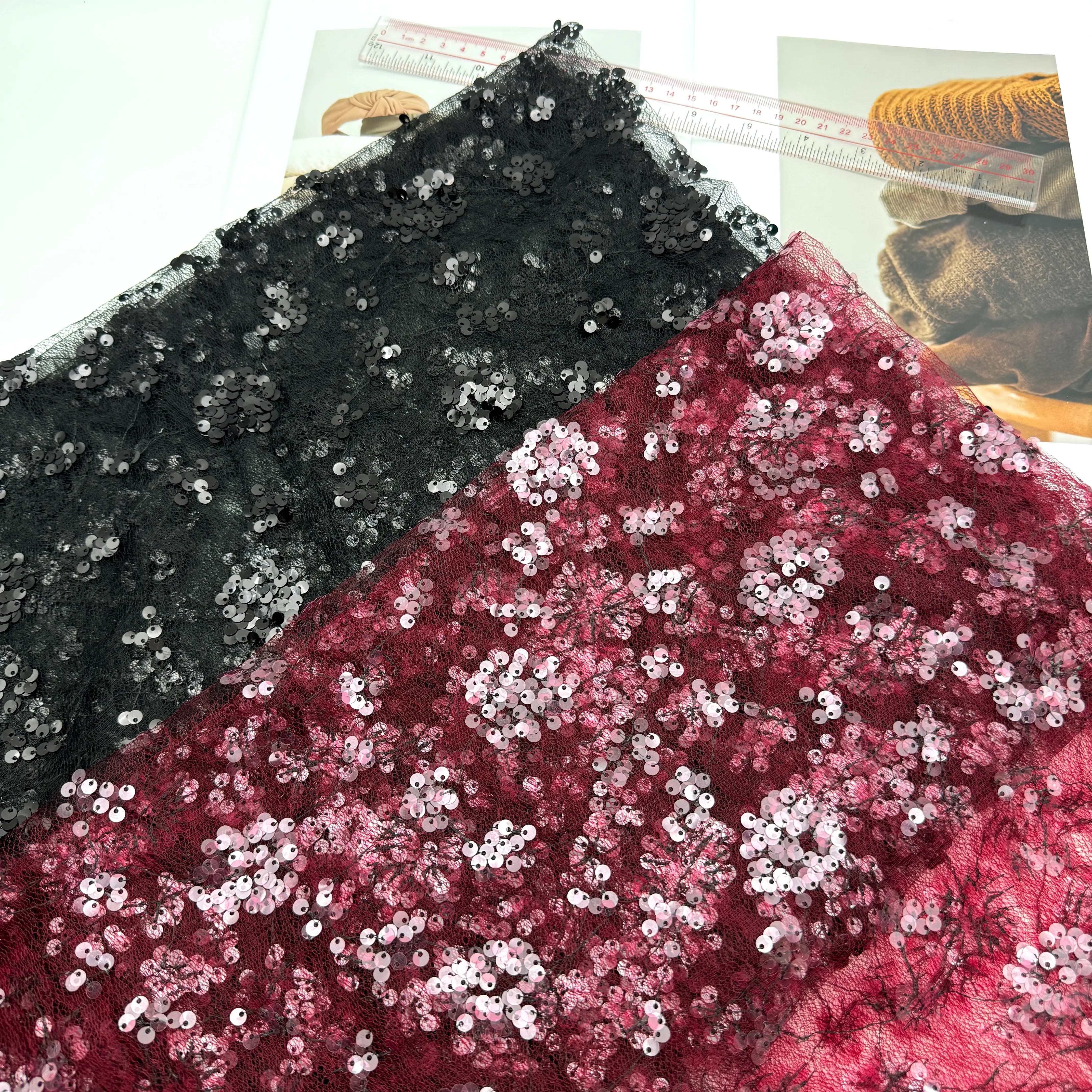 Mesh Yarn Sequin Embroidery A3